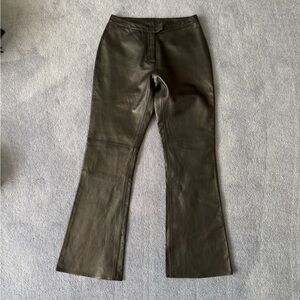 VS2 by Vakko Black 100% Leather Bootcut Pants size 10 satin lined
